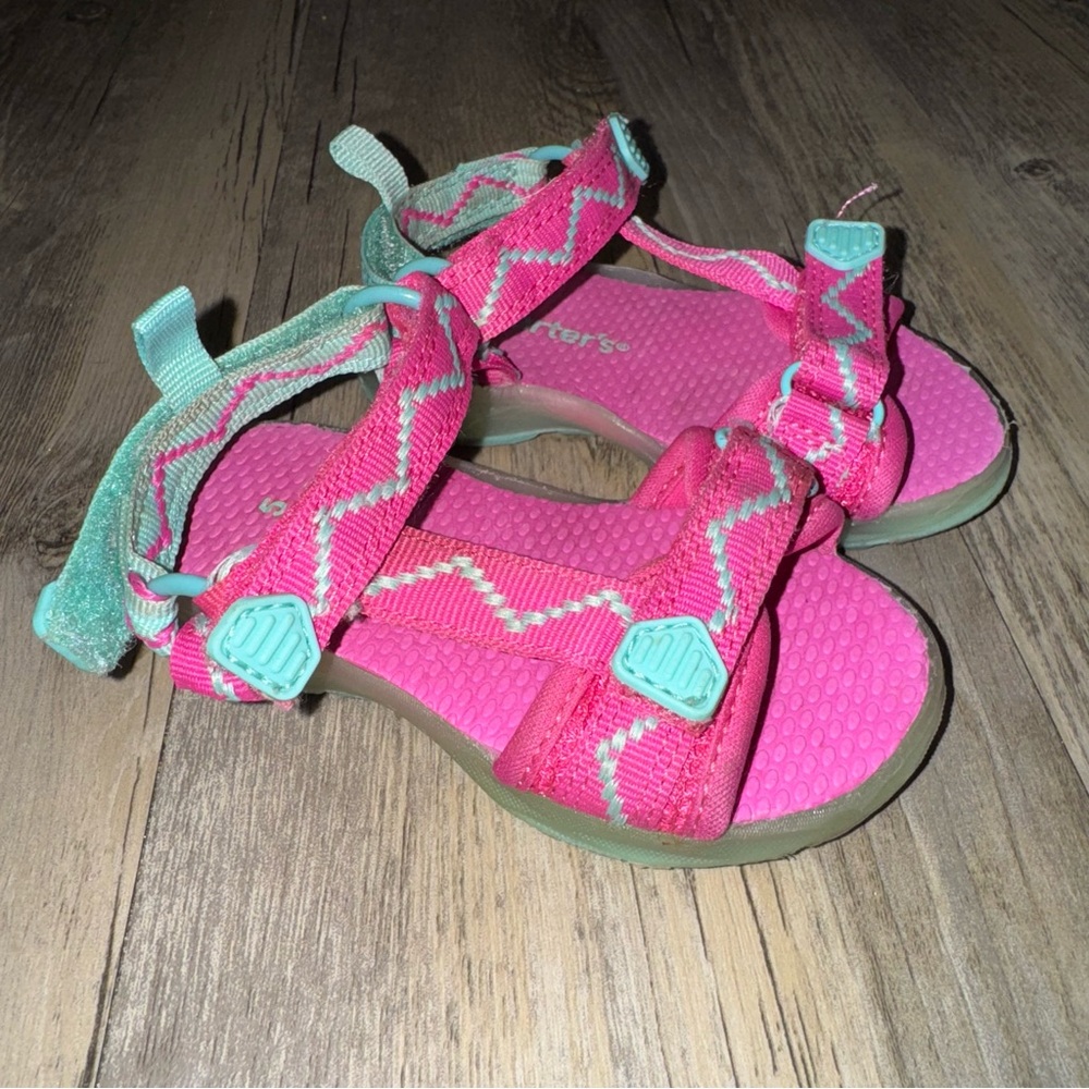 🎀3/$23🎀 Carter's Vibrant Pink and Aqua Kids Sandals - Picture 13 of 13
